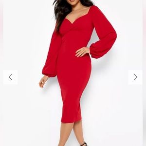 Red Midi Maternity Dress